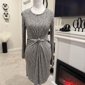 3 x 20$ Express Gray Ruched Long Sleeve Sheath Dress Size S